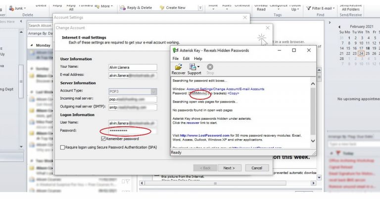 Reveal Outlook Password 2010