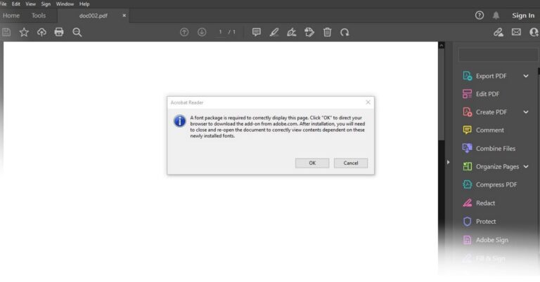 adobe reader font package is required