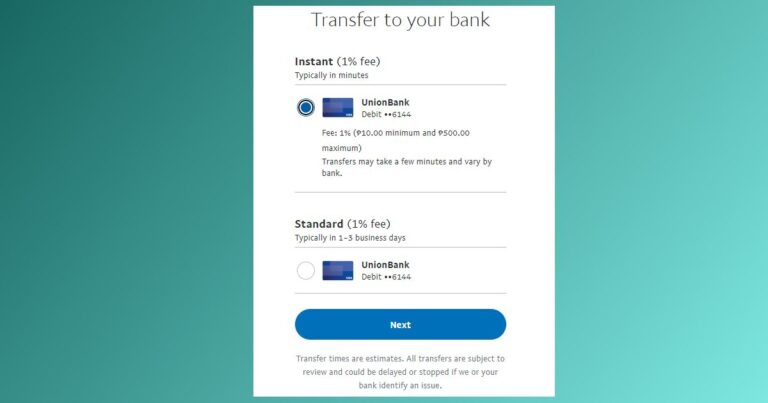 Transfer PayPal Low Balance to Bank Account